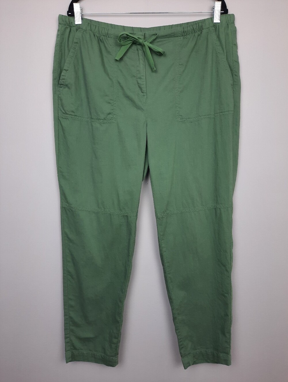 Eileen Fisher Nori Green Organic Cotton High Rise Relaxed Slim Leg Pants Large - Picture 2 of 15